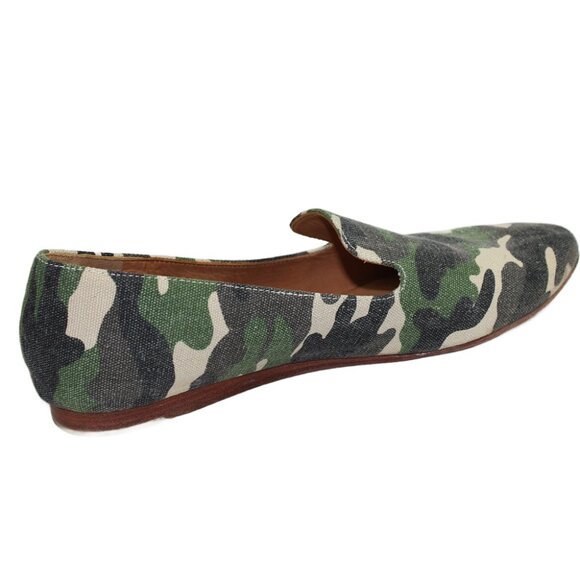 Veronica Beard Griffin Desert Green Tan Camo Canvas Loafer, Size 37 - Picture 3 of 7